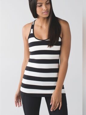 lululemon athletica Black & White Striped Racerback Tank